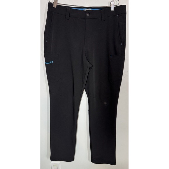 Amazon Luly Yang‎ Black Cargo Uniform Work Pants Size L Stretchy Utility Driver